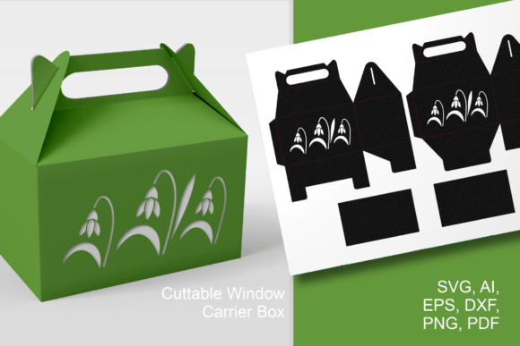 Download Snowdrops Gable Favor Box Template SVG - Svg Collection