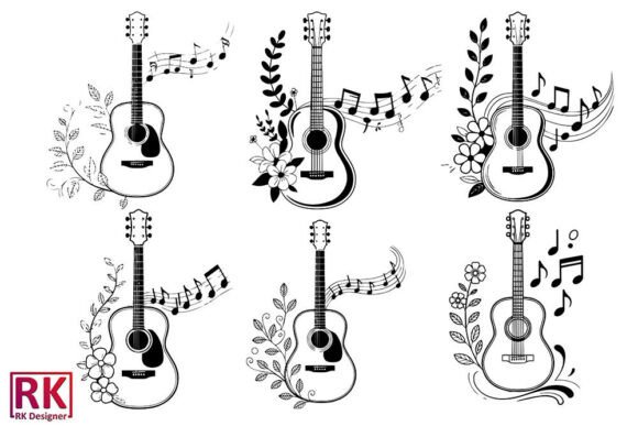 Download Floral Guitar Vector Art Boho SVG Bundle - Svg Collection