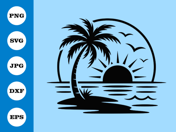 Download Tropical Sunset Beach SVG Design - Svg Collection