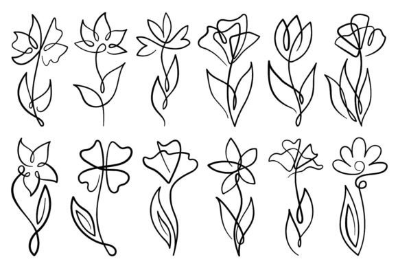 Download Line Art Flowers with Single Line - Single Collection