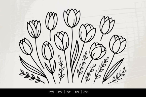 Download Tulip Floral Line Art SVG - Svg Collection