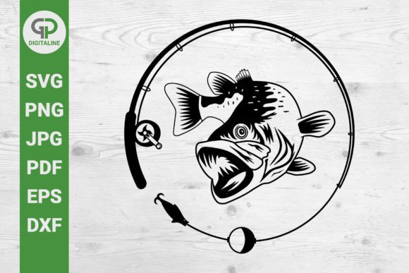 Download Bass SVG Circle Fishing Rod SVG - Svg Collection