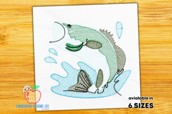 Download Bass Fish Jumping in Water Quick Stitch - Quick stitch Collection