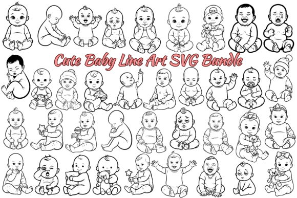 Download 99 Cute Baby Line Art SVG Bundle - Svg Collection