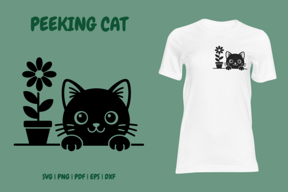 Download Peeking Cat with Flower Pot SVG - Svg Collection