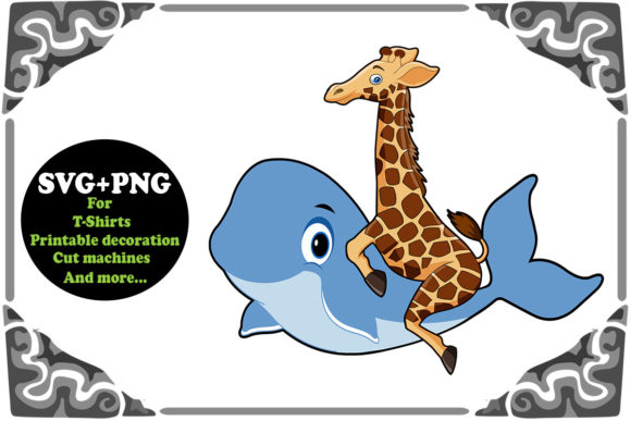 Download Funny Giraffe Riding Whale SVG and PNG - Svg Collection
