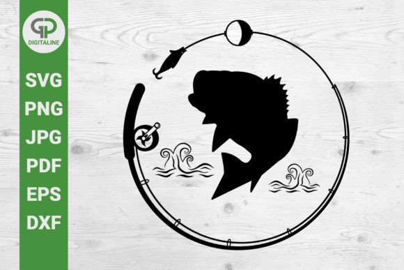Download Bass in Circle SVG Fishing Rod SVG - Svg Collection