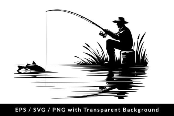 Download Angler with Fishing Rod Silhouette SVG - Svg Collection