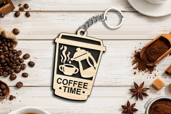 Download Coffee Time Keychain Gift SVG Laser Item - Svg Collection