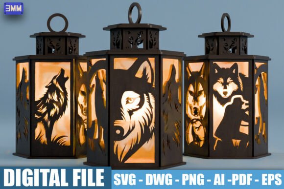 Download 3D Wolf Wildlife Lantern SVG DXF - Svg Collection