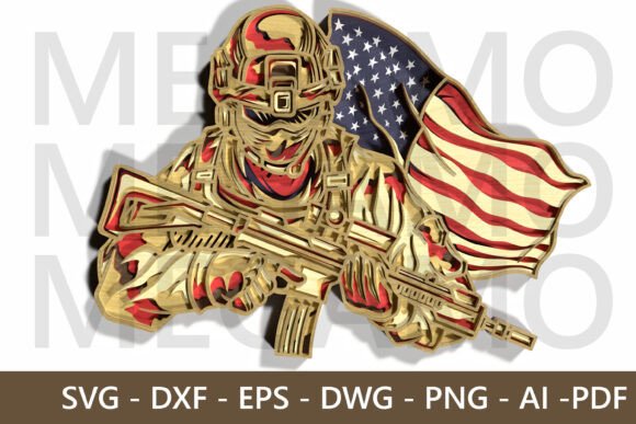 Download American Soldier Layered SVG Design - Svg Collection