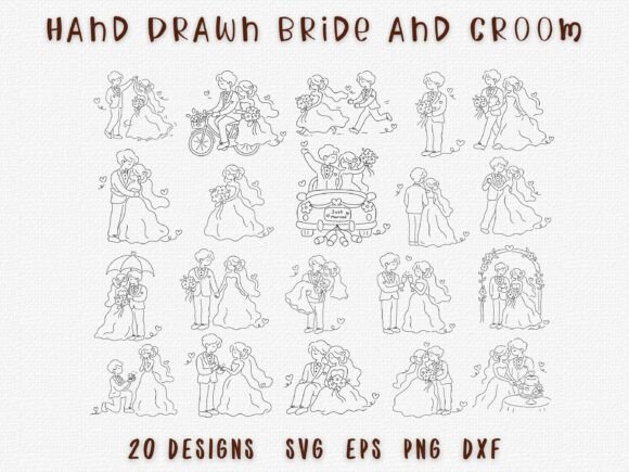 Download Wedding Couple SVG Bridal Line Art Set - Svg Collection